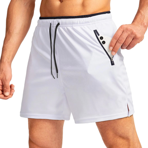 Shorts de sport pour hommes, séchage rapide, respirants, unis, décontractés, avec taille élastique, pour l'entraînement, la course à pied, le fitness, 100% polyester - Product Image 3