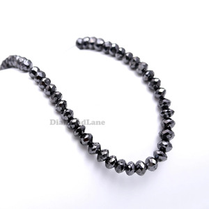 Perles Rondelles en Diamant Noir Naturel Facettées AAA 4mm, Fil de Pierres Précieuses de 16 Pouces, Fournisseur en Gros pour la Fabrication de Bijoux - Product Image 1