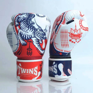 High Quality Twins Sparring Leather Boxing Gloves Cowhide Leather Sanda Kick Boxing Pro Punching Twins Gloves <b>Strap</b> Closure - Product Image 3