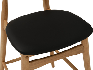 Counter Chair Natural Malaysian <b>Oak</b> <b>Frame</b> Espresso Vinyl Seat Model Counter Stool Chair Minimalist Modern Design Furniture - Product Image 4