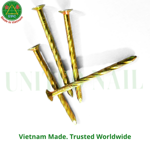 1-3/8 Inch Yellow Plated Steel <b>Nails</b> with Screw-Shank Type Made in Vietnam | Clavos sueltos con recubrimiento amarillo - Product Image 1