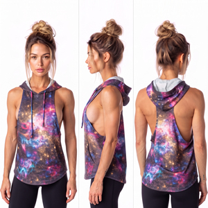 Top Deportivo con Capucha y Estampado Tie-Dye para Mujer, Transpirable, para Gimnasio y Entrenamiento, Chaleco Deportivo sin Mangas para Dama - Product Image 5