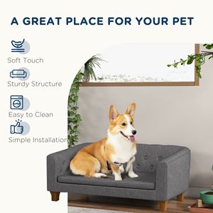 Cuccia Rialzata Grigia per Cani di Piccola e Media Taglia, con Materasso in Memory Foam e Rivestimento Rimovibile in Lino, Letto o Divano per Animali Domestici - Product Image 5
