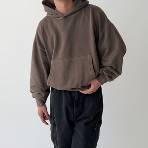 Sweat à capuche en molleton de coton doublé uni pour homme, imprimé en relief, personnalisable, vente en gros, export, respirant, haute qualité, directement de l'usine - Product Image 4