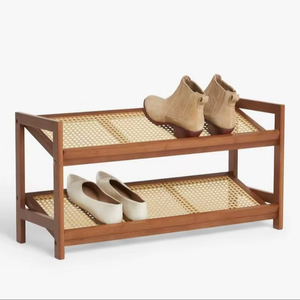ชั้นวางรองเท้าไม้สำหรับจัดเก็บบริเวณทางเข้าบ้าน พร้อมชั้นวางหลายชั้นและโครงสร้างไม้เนื้อแข็งที่แข็งแรง - Product Image 1