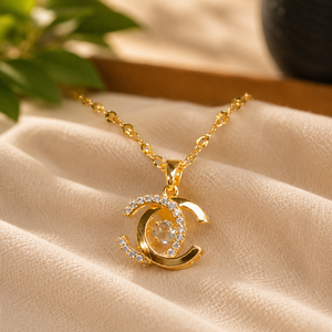 Classic Moissanite C Shape Pendant 10K Plated Yellow Gold Wedding Jewelry Brilliant Round Cut Diamond Pendants - Product Image 2