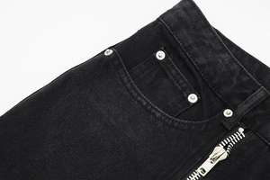 Eco friendly <b>mens</b> <b>jeans</b> <b>High</b> <b>Waisted</b> Black Cargo Denim <b>Jeans</b> With Zipper Detail Loose Fit Utility Style <b>Men's</b> Pants Autumn Wear - Product Image 4