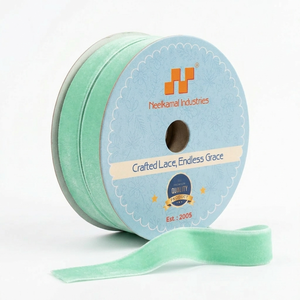 Ruban en velours vert menthe simple face de 12 mm, rouleau de 50 yards, idéal pour les boîtes Rakhi, paniers, décorations Thali, emballages artisanaux, personnalisable - Vente en gros - Product Image 5