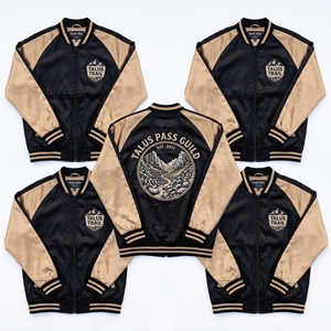 Fournisseur en gros Veste bomber de baseball en satin marron doré brodée motif Harvest Wain Wagon, style souvenir - Product Image 2