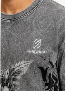 Camisetas Transpirables de Talla Grande para Hombre, Lavado Ácido, 100% Algodón, Personalizables, Ropa Casual, Servicio OEM, Ropa Lavada al Ácido al por Mayor, Personalizada - Product Image 5