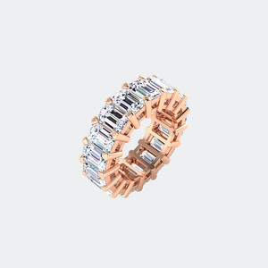 <b>Silver</b> Moissanite Eternity Band <b>Emerald</b> Cut Prong Set <b>Ring</b> Unisex Wedding Gift Jewelry - Product Image 6