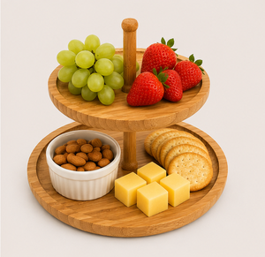 Wholesale Eco-Friendly 2 Tier Bamboo Cake Stand Round Wooden Dessert Display Stand for Wedding Party and <b>Buffet</b> Serving Stand - Product Image 6