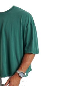 เสื้อยืดโอเวอร์ไซส์วินเทจของผู้ชายผ้าฝ้ายน้ำหนักเบาทรงหลวมฟิตเนสสีทึบสไตล์วินเทจออกแบบได้ตามต้องการ - Product Image 4