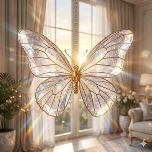Luxury Butterfly Suncatcher Hanging For Sun <b>Catching</b> Rainbow Reflection And <b>Window</b> Decor Glass Hanging Ornament From India - Product Image 4