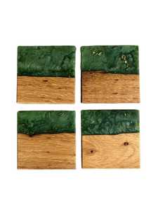 Wholesale Custom Epoxy Resin Wood <b>Coaster</b> New Technology Solid Wood Splicing River Tea Cup Mat Square Modern Reusable - Product Image 1