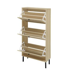 Scarpiera Moderna Autoportante a 3 Ante in Rattan, Organizzatore in Bambù per l'Ingresso di Casa - Product Image 4