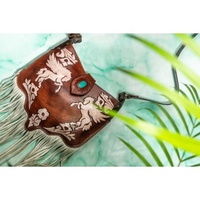 Nouveau sac bandoulière en cuir véritable pour femme, style bohème, avec pierre turquoise vintage, franges et chaîne, sac toutes saisons pour filles