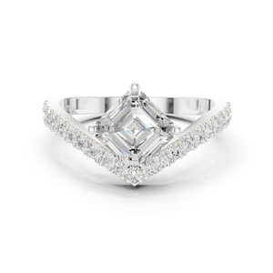 แหวนแต่งงานทองคำขาว 14k ดีไซน์ทันสมัยสั่งทำพิเศษ ประดับเพชรทรง Asscher ที่เพาะเลี้ยงในห้องปฏิบัติการ ได้รับการรับรองจาก GRA เครื่องประดับสำหรับผู้หญิง - Product Image 1