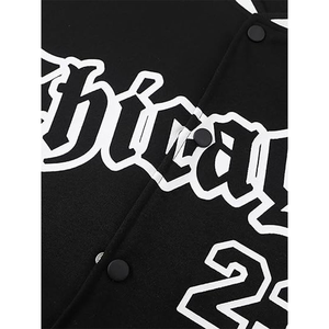 Trendy Custom Oversized Graphic Varsity <b>Jacket</b> for <b>Men</b> – Black & <b>White</b> High-Contrast - Product Image 5