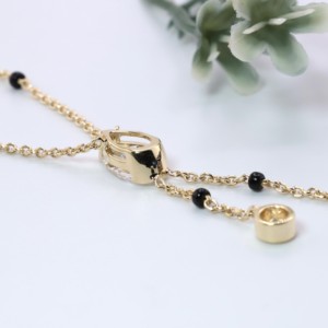 Collier Lariat Mangalsutra Élégant et Luxueux pour Femme en Or Jaune avec Diamant de Laboratoire Taille Poire, Sertissage Bezel et Perles Noires, Idéal pour Mariage - Product Image 2