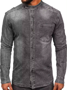 Camisa de Mezclilla Personalizada para Hombre, Manga Larga, Secado Rápido, Transpirable, para Uso Casual o Trabajo, Opciones de Estampado Liso o con Diseño - Product Image 6