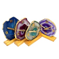 Vente en gros de tranches de pierre d'agate naturelle magnifique, en forme de boule, de globe ou de forme irrégulière, faites à la main, avec support en bois, style décoratif et romantique
