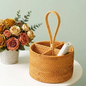 Rattan Organizer Home Kitchen Storage Handmade Tabletop Organizer Eco-friendly Storage Tray Vietnam Factory - Product Image 3