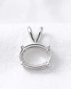 Colgante ovalado de plata de ley 925 maciza de 10x8mm con bisel en blanco, preentallado, semimontura para engaste de piedras preciosas, para joyería. - Product Image 6