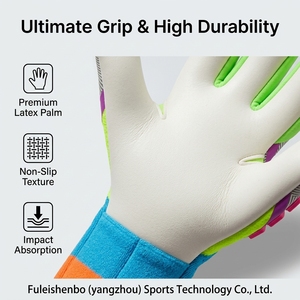 Football Goalkeeper <b>Gloves</b> Full Finger Non-Slip Breathable Adjustable Wrist Strap Pull Closure Unisex Sports PU Material Thumb - Product Image 6