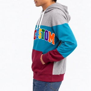 Custom Logo Oversized Cotton Print Men's Pullover Kangaroo Pocket Winter Multi Panel <b>Top</b> Colorblock Streetwear Factory Order - Product Image 3