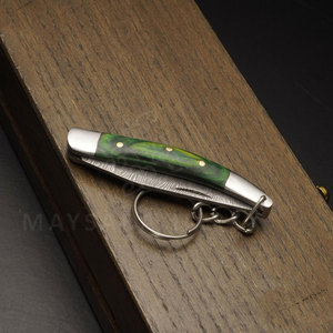 Couteaux pliants en acier Damas faits à la main sur mesure en gros, porte-clés couteaux pliants de poche - Product Image 3