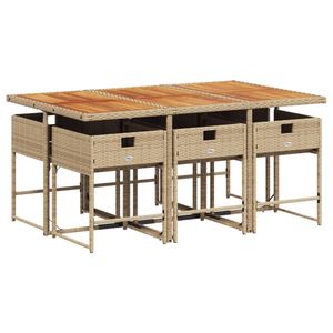 Set da Pranzo da Giardino in Rattan PE Beige e Legno di Acacia con Componenti in Acciaio, 7 Pezzi - Product Image 4
