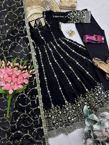 Women's Silk Anarkali Gown Set with Dupatta-Designer <b>Party</b> & Wedding Wear Ethnic Dress - Product Image 5