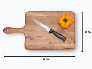 Vesta Homes <b>Wooden</b> Chopping Block Rectangle With Handle Single <b>Piece</b> Kitchen Cutting Board - Product Image 2