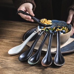 Japanese Style Porcelain Spoon vintage Wabi-Sabi Design kiln-reactive Glaze BPA Free Eco-Friendly Daily Use Tableware for Ramen - Product Image 5