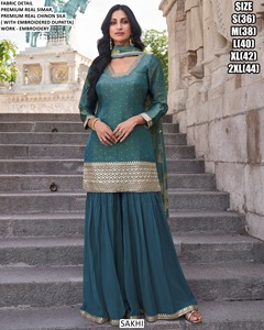 SAKHI Salwar Kameez en Soie Véritable Premium avec Dupatta Brodé, Longueur au Sol, Séchage Rapide, Traditionnel pour Femmes Inde Pakistan - Product Image 2