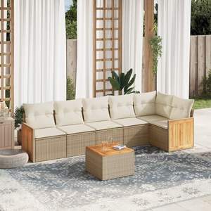 Conjunto de Sofás de Jardín en Color Beige Crema - Product Image 1