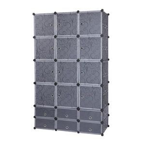 Extra <b>Large</b> Modular Cubby Shelving Storage Organizer 18 Cube DIY <b>Wardrobe</b> with Clothes Rod Portable <b>Wardrobes</b> - Product Image 1