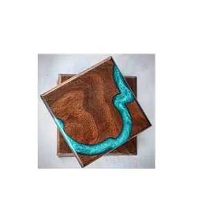 Handmade Luxury Eco-Friendly Customized Color Round Wood Coaster Wood <b>Epoxy</b> <b>Resin</b> Bulk Wholesale Mats Pads India Custom Size - Product Image 1