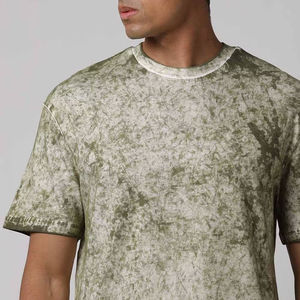 Men Olive Green Acid <b>Tie</b> Dye Crew Neck Short Sleeve Cotton Casual Summer Fashion Plain Top Custom Logo OEM ODM Wholesale Apparel - Product Image 2