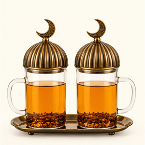 Juego de Jarras de Vidrio para Ramadán con Tapa de Luna de Bronce Vintage y Bandeja, Estilo Medio Oriente, para Decoración del Hogar en Eid Mubarak - Product Image 4