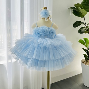 Vestido de Fiesta para Niñas con Corsé Floral, Tirantes Ajustables y Falda de Tul en Capas, Elegante Vestido de Princesa - Product Image 4