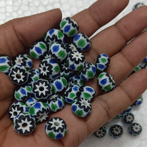 Perles de verre colorées faites à la main, motif floral rond, perles en vrac pour bracelet, collier, bijoux DIY - Product Image 5