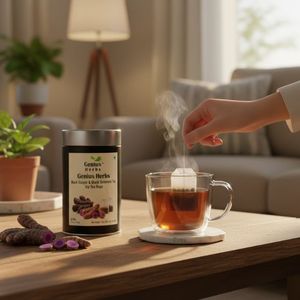Le thé quotidien au gingembre noir et au curcuma noir offre une infusion aux herbes qui est nourrissante et qui améliore le bien-être et la santé digestive. - Product Image 2