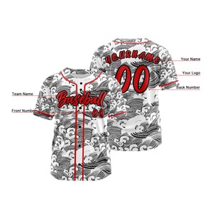 Maillots de baseball personnalisés respirants et solides, maillots d'été à sublimation pour équipes, uniformes personnalisés avec nom et numéro, col en V sur le devant - Product Image 2