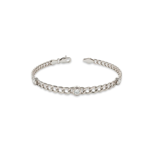 กำไลข้อมือแบบ Curb Link รุ่น VBSR-08 ทอง 10K 14K เพชร VVS 0.19 กะรัต เพชรเลี้ยงในห้องปฏิบัติการ ประดับเพชรแบบ Bezel กำไลแบบซ้อน 2.5 มม. เครื่องประดับชั้นดี - Product Image 3