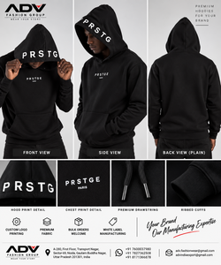 เสื้อฮู้ดพิมพ์ลายโลโก้แบบกำหนดเองสำหรับผู้ชาย สีดำ มีฮู้ด ซิลค์สกรีนโลโก้ตัวอักษร กระเป๋าหน้า ทรงลำลอง ใส่สบาย - Product Image 5