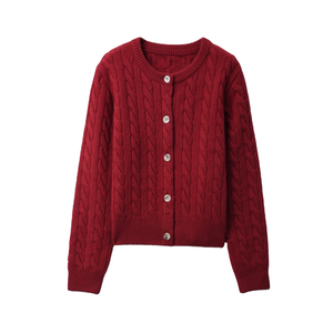 Suéter de punto a rayas rojas y blancas para hombre, manga larga, corte regular, para otoño - Product Image 1
