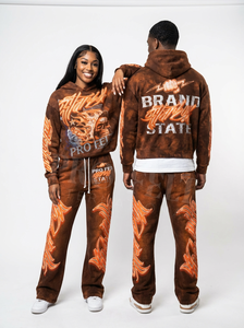 Conjunto Deportivo de Moda Urbana 2026, Sudadera con Capucha y Pantalones Deportivos Vintage Lavados, Diseño Personalizado de Calavera con Alas, para Hombre - Product Image 5