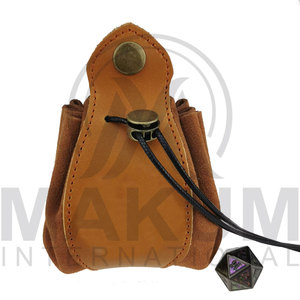 leather <b>dice</b> pouch with drawstring and botton in very cheap prices - Product Image 3